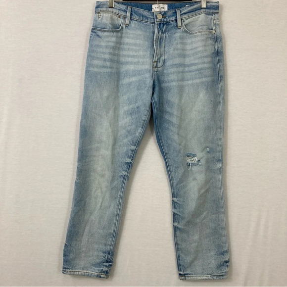 Frame Light Wash Distressed Le High Straight Jeans size 28 - Picture 1 of 14
